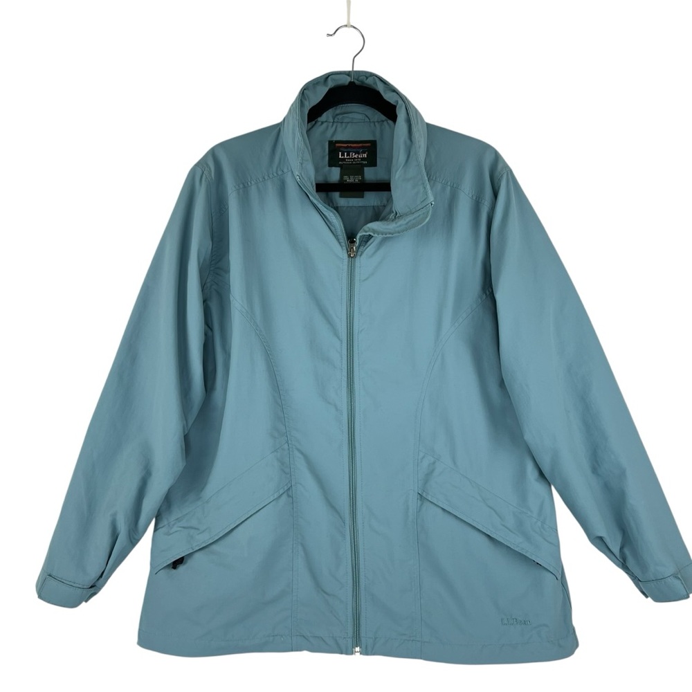 LL Bean Outdoor Nylon Rain Windbreaker Jacket Sz L Zip Hood